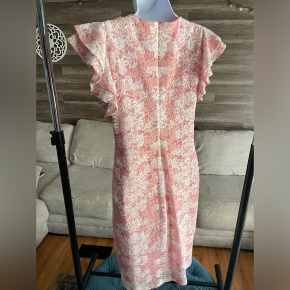 RN Studio by Ronnie Nicole Pink and White Lace Sheath Dress - Picture 4 of 4